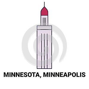 United States, Minnesota, Minneapolis travel landmark vector illustration