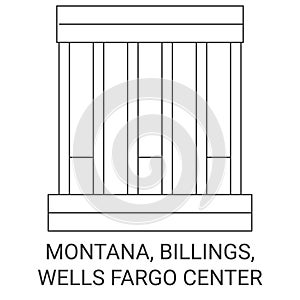 United States, Montana, Billings, Wells Fargo Center travel landmark vector illustration