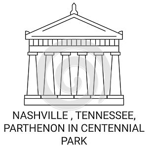 United States, Nashville , Tennessee, Parthenon In Centennial Park travel landmark vector illustration