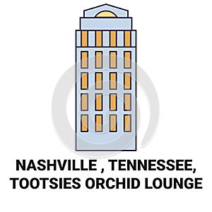 United States, Nashville , Tennessee, Tootsies Orchid Lounge travel landmark vector illustration