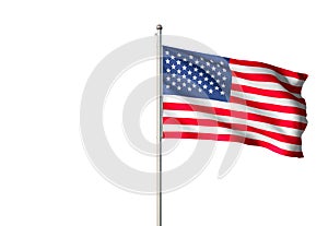 United States national flag waving isolated white background realistic 3d illustration