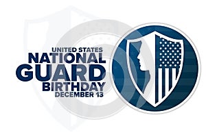 United States National Guard Birthday. December 13. Holiday concept. Template for background, banner, card, poster with