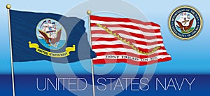 United States navy flag, jack flag and coat of arms