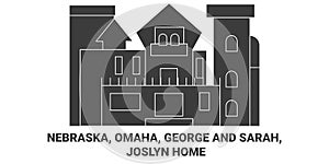 United States, Nebraska, Omaha, George And Sarah, Joslyn Home travel landmark vector illustration