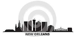 United States, New Orleans city skyline isolated vector illustration. United States, New Orleans travel black cityscape