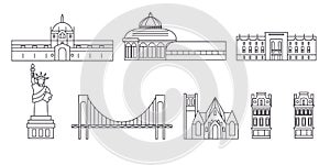 United States, New York Bronx line travel skyline set. United States, New York Bronx outline city vector illustration