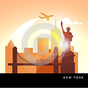 United States New York detailed silhouette.