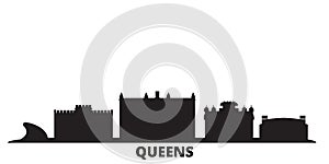 United States, New York Queens city skyline isolated vector illustration. United States, New York Queens travel black photo