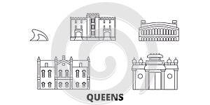 United States, New York Queens line travel skyline set. United States, New York Queens outline city vector illustration