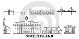 United States, New York Staten Island line travel skyline set. United States, New York Staten Island outline city vector