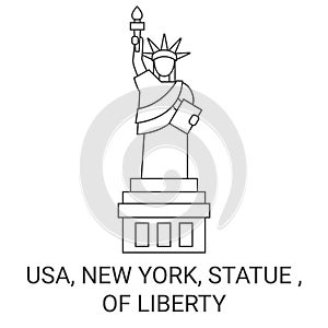 United States, New York, Statue , Of Liberty travel landmark vector illustration