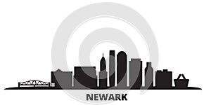 United States, Newark city skyline isolated vector illustration. United States, Newark travel black cityscape