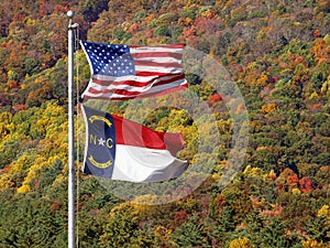 United states and north carolina flag