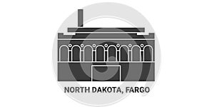 United States, North Dakota, Fargo, travel landmark vector illustration