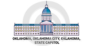 United States, Oklahoma, Oklahoma City, Oklahoma, State Capitol travel landmark vector illustration