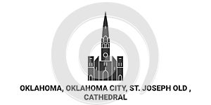 United States, Oklahoma, Oklahoma City, St. Joseph Old , Cathedral travel landmark vector illustration