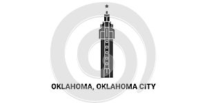 United States, Oklahoma, Oklahoma City travel landmark vector illustration