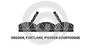 United States, Oregon, Portland, Pioneer Courthouse, travel landmark vector illustration