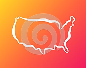 United States - Outline Map on Gradient Background