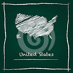 United States outline vector map hand drawn with.