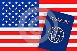 United States Passport. American Flag Background. Vector illustration