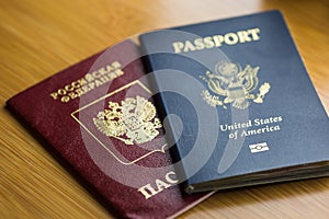 United States passport with Russian passport