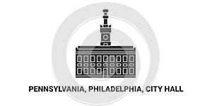 United States, Pennsylvania, Philadelphia, City Hall, travel landmark vector illustration photo