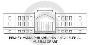 United States, Pennsylvania, Philadelphia, Philadelphia , Museum Of Art travel landmark vector illustration