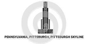 United States, Pennsylvania, Pittsburgh, Pittsburgh Skyline, travel landmark vector illustration