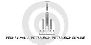 United States, Pennsylvania, Pittsburgh, Pittsburgh Skyline, travel landmark vector illustration