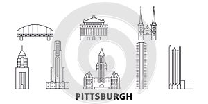United States, Pittsburgh line travel skyline set. United States, Pittsburgh outline city vector illustration, symbol