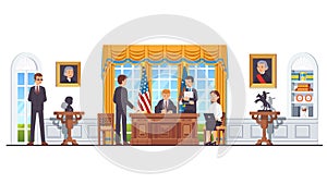 United States president in White House oval office