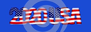 United States Presidential Election 2020. Balloons. The inscription in the color of the flag on a blue background