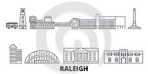 United States, Raleigh line travel skyline set. United States, Raleigh outline city vector illustration, symbol, travel