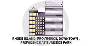 United States, Rhode Island, Providence, Downtown , Providence At Burnside Park travel landmark vector illustration