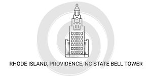 United States, Rhode Island, Providence, Nc State Bell Tower, travel landmark vector illustration