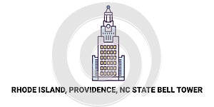 United States, Rhode Island, Providence, Nc State Bell Tower, travel landmark vector illustration