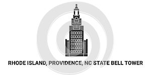 United States, Rhode Island, Providence, Nc State Bell Tower, travel landmark vector illustration