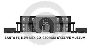 United States, Santa Fe, New Mexico, Georgia O'keeffe Museum, travel landmark vector illustration