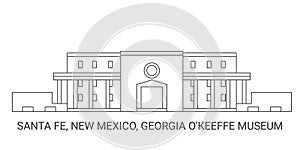 United States, Santa Fe, New Mexico, Georgia O'keeffe Museum, travel landmark vector illustration