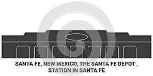 United States, Santa Fe, New Mexico, The Santa Fe Depot , Station In Santa Fe travel landmark vector illustration