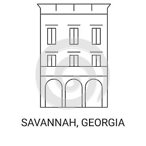 United States, Savannah, Georgia travel landmark vector illustration