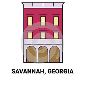 United States, Savannah, Georgia travel landmark vector illustration