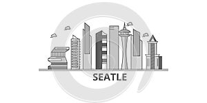 United States, Seattle City city skyline isolated vector illustration, icons