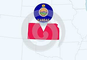 United States with selected Kansas map and Kansas flag icon
