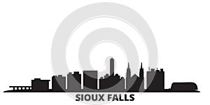 United States, Sioux Falls city skyline isolated vector illustration. United States, Sioux Falls travel black cityscape
