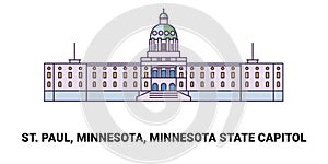 United States, St. Paul, Minnesota, Minnesota State Capitol, travel landmark vector illustration