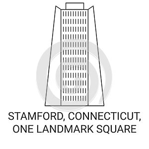 United States, Stamford, Connecticut, One Landmark Square travel landmark vector illustration