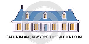 United States, Staten Island, New York, Alice Austen House, travel landmark vector illustration