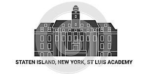 United States, Staten Island, New York, St Luis Academy travel landmark vector illustration